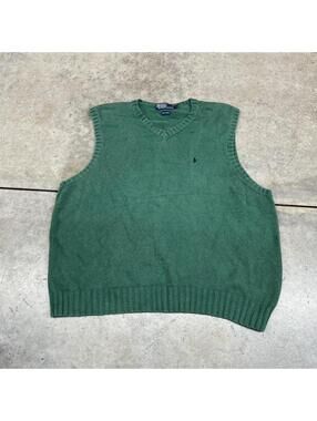 vintage polo ralph lauren green v neck knit sweater vest size xxl